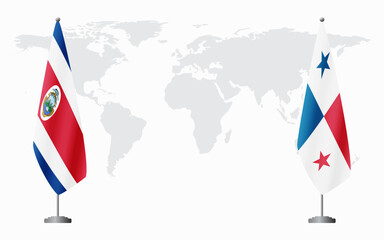 Costa Rica and Panama flags for official meeting
