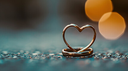 3D rendering Valentine's Day theme heart shaped ring background, Valentine's Day gift concept illustration - obrazy, fototapety, plakaty