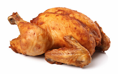 Fried whole chicken Isolated on White background Generated AI