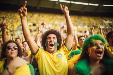 Soccer football sport fans cheering in stadium