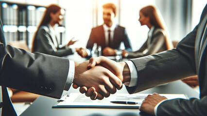 Firm Handshake Seals Professional Business Deal - obrazy, fototapety, plakaty