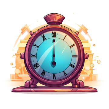 Alarm Clock Cartoon Clipart Whie Background 