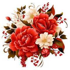 bouquet of red roses whie background clipart