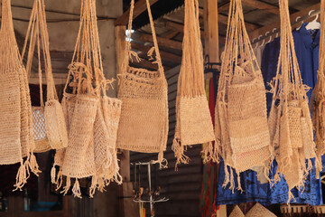 bag crafts made from the roots and bark of a tree typical of the Indonesian Baduy tribe called koja