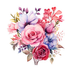 Watercolor flower bouquet Illustration isolated on transparent background Remove png, Clipping Path, pen tool