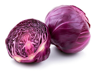Red cabbage isolated on white background. Minimalist style.  
