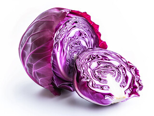 Obraz premium Red cabbage isolated on white background. Minimalist style. 