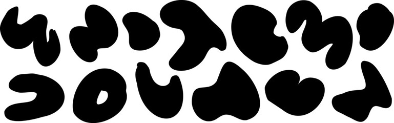 Abstract blob Freeform amoeba shapes set of black silhouettes - obrazy, fototapety, plakaty
