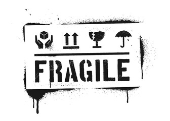 Fragile sign, stencil graffiti style