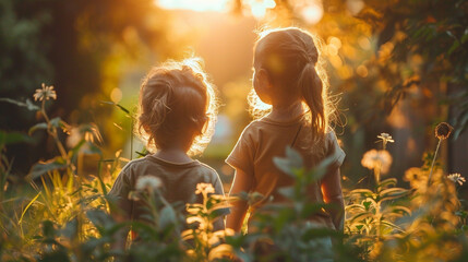 Sommerliche Freuden: Zwei Kinder erkunden die Natur