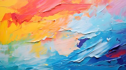 Fototapeta na wymiar Colorful Oil Painting, Canvas, Paints. Palette Knife Background. Smudged Oil Paint.