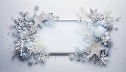 winter snow crystal frame - obrazy, fototapety, plakaty