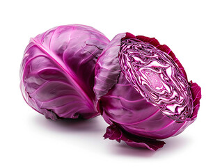 Obraz premium Red cabbage isolated on white background. Minimalist style. 
