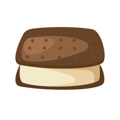 Vector illustration of ice-cream sandwich isolated on white background. Sweet dessert.