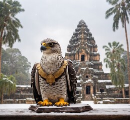 Bengal eagle in Angkor Wat temple, Siem Reap, Cambodia