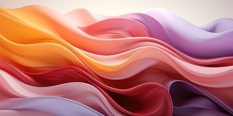 Fototapeta premium Abstract waves in orange, pink, and blue with pastel shades. generative AI