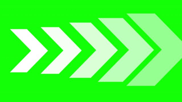 A series of animated chevrons on a green background, 4k