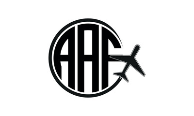 AAF three initial letter circle tour & travel agency logo design vector template. hajj Umrah agency, abstract, wordmark, business, monogram, minimalist, brand, company, flat, tourism agency, tourist