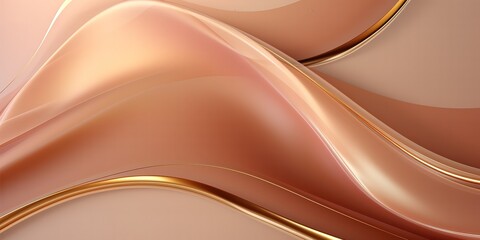 Soft and elegant wavy background in soft golden brown. generative AI