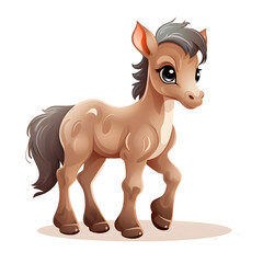 Cute Horse cartoon vector whie background clipart