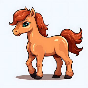 Cute Horse cartoon vector whie background clipart