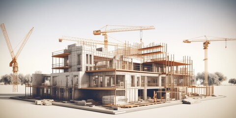 3d illustration of building construction