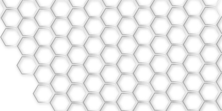 Abstract background with seamless geometric pattern . Geometry pattern hexagon. Hexagonal netting. seamless background with 3d illustration. structure futuristic white background and Embossed Hexagon. © Marco