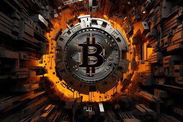 Golden Bitcoins, new virtual money - obrazy, fototapety, plakaty