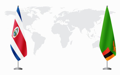 Costa Rica and Zambia flags for official meeting
