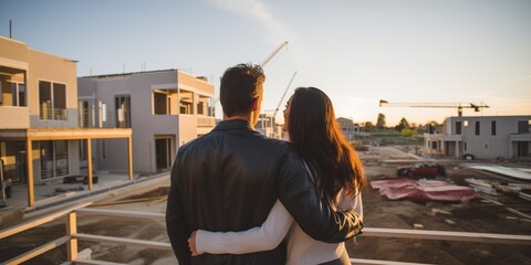 Wife and husband visit the construction site