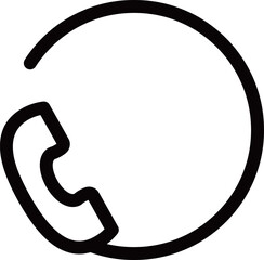 電話と電話線の円形の線画アイコン