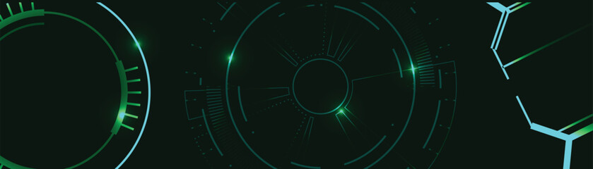 abstract futuristic background with futuristic elements and blue circle round glowing technology sci fi frame.