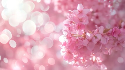 桜と美しいキラキラのボケ背景
