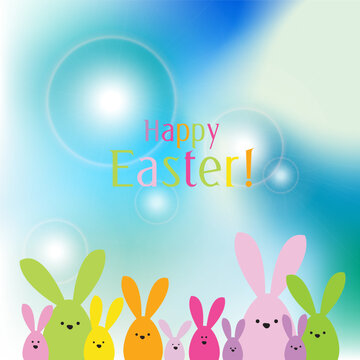 Spring celebration Easter card. Easter bunny family