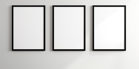 Mockup of isolated white posters with black frames.