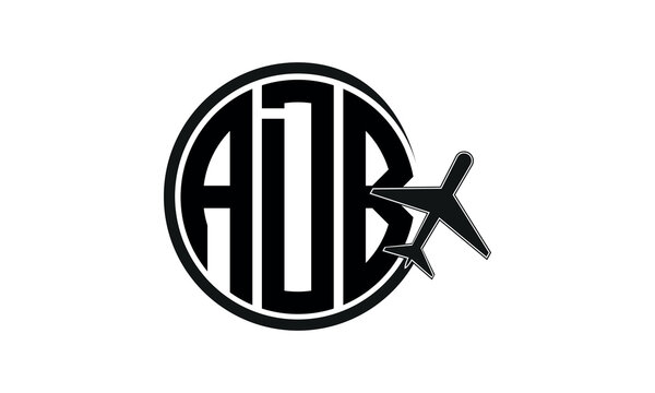 ADB three initial letter circle tour & travel agency logo design vector template. hajj Umrah agency, abstract, wordmark, business, monogram, minimalist, brand, company, flat, tourism agency, tourist
