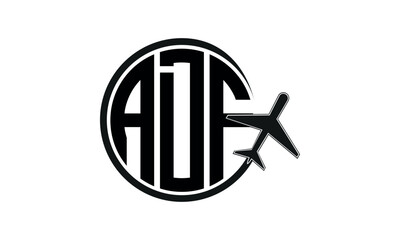ADF three initial letter circle tour & travel agency logo design vector template. hajj Umrah agency, abstract, wordmark, business, monogram, minimalist, brand, company, flat, tourism agency, tourist
