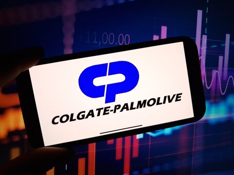 Konskie, Poland - January 13, 2024: Colgate-Palmolive company logo displayed on mobile phone