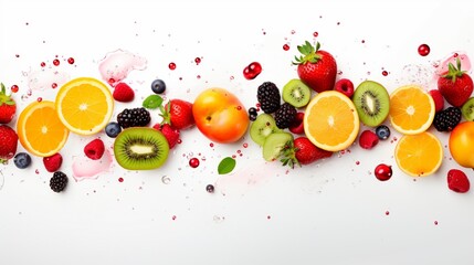 Fruit image on white background, space for text - Generative AI