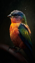 Fototapeta premium Imagine a small bird, battered by a storm, continuing its flight despite the fierce winds and pelting rain created with Generative Ai