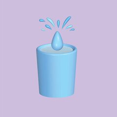 World water day concept. Realistic 3d object cartoon style. Vector colorful illustration.