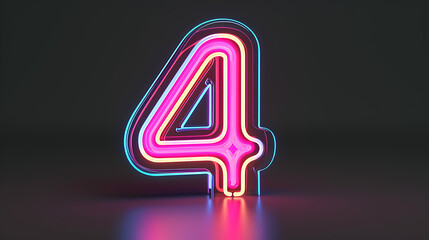 Glowing Neon Number 4