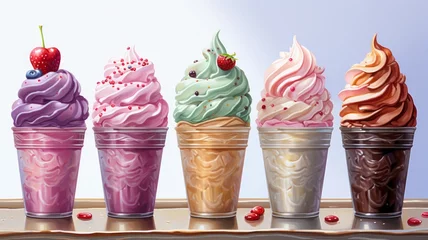 Foto auf Alu-Dibond Watercolor illustration of delicious ice cream © senadesign