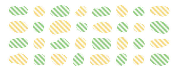 ストライプのシェイプのフレーム　液体の抽象的なゆるいフレーム　　ベクター 　緑　黄色