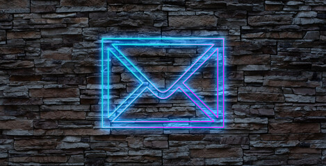 Neon icon of blue and Pink Mail. Vector illustration of Neon Mail Envelope consisting of neon...