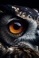 Beautiful photo of a fierce majestic owl’s eyes, extreme macro close up of an eye created with Generative Ai