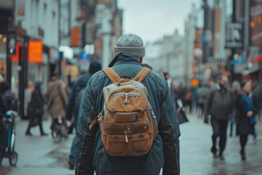 Faceless Street Photography - Candid street photography capturing people in action without showing their faces, focusing on movement and context - AI Generated - Powered by Adobe