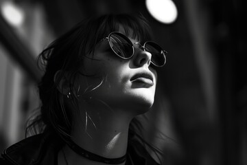 High Contrast Urban Portraiture - A black and white portrait of an individual in an urban setting, balancing light and shadow to create a dramatic effect - AI Generated © Arthur