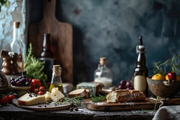Obraz na płótnie Canvas Rustic Food Photography - A food photography setup with rustic, natural background, emphasizing the organic and earthy qualities of the food - AI Generated