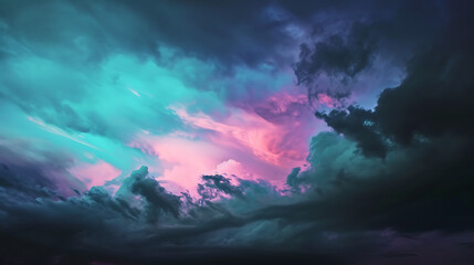 Fototapeta premium Neon Dreams: A Vibrant Cloudscape